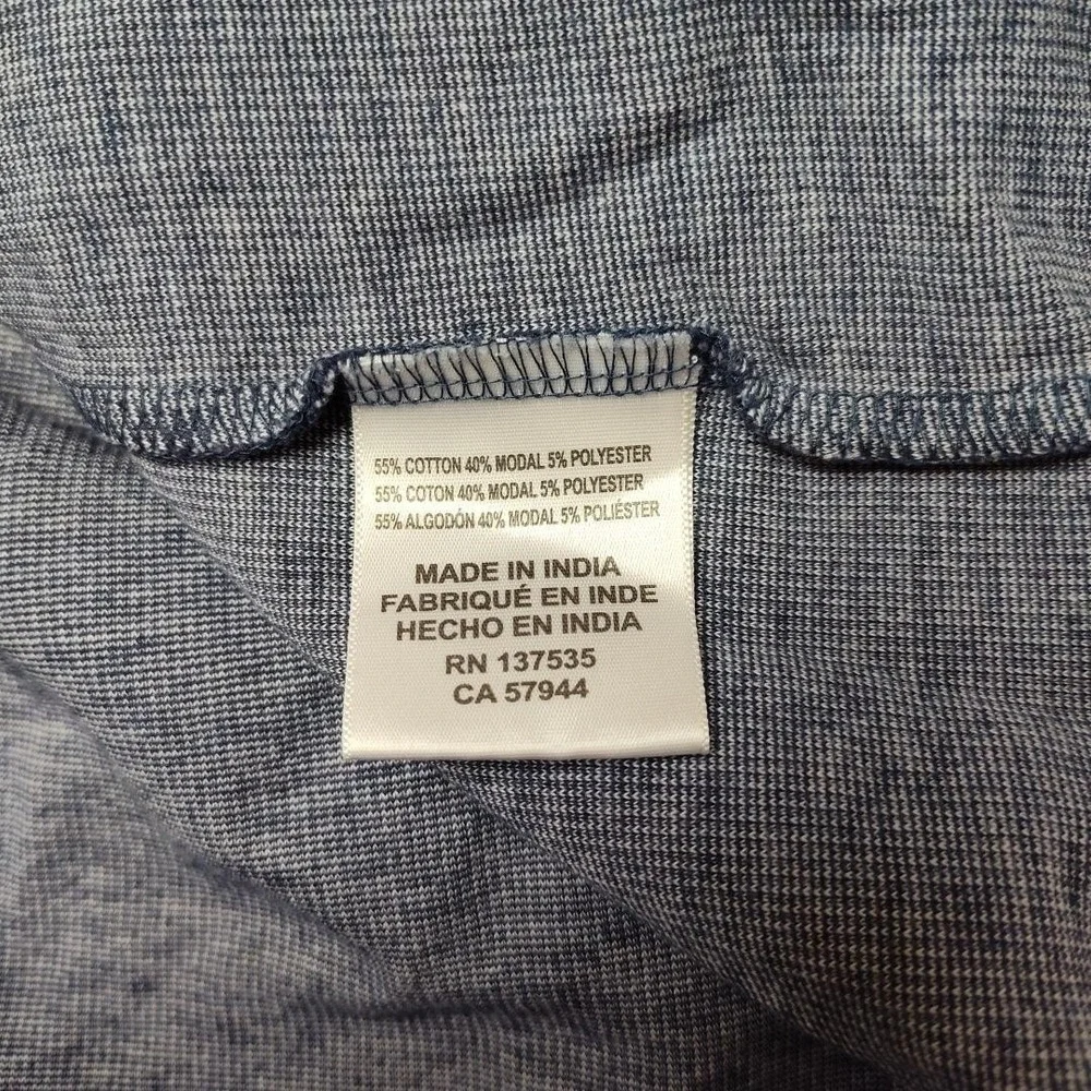 Mizzen+Main Hoodie Mens Medium Blue Henley Pullover Hooded Button 1P0-0408 - Picture 6 of 10